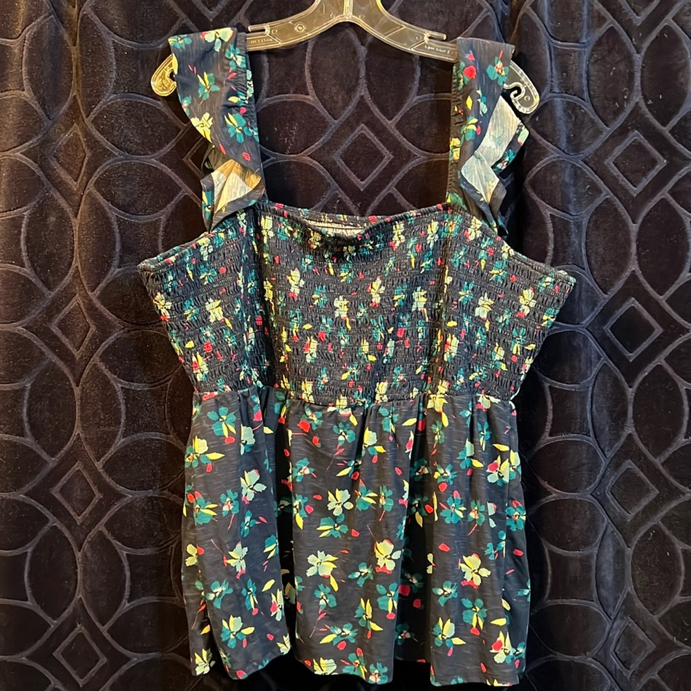 Lane Bryant smocked, elastic strap tank